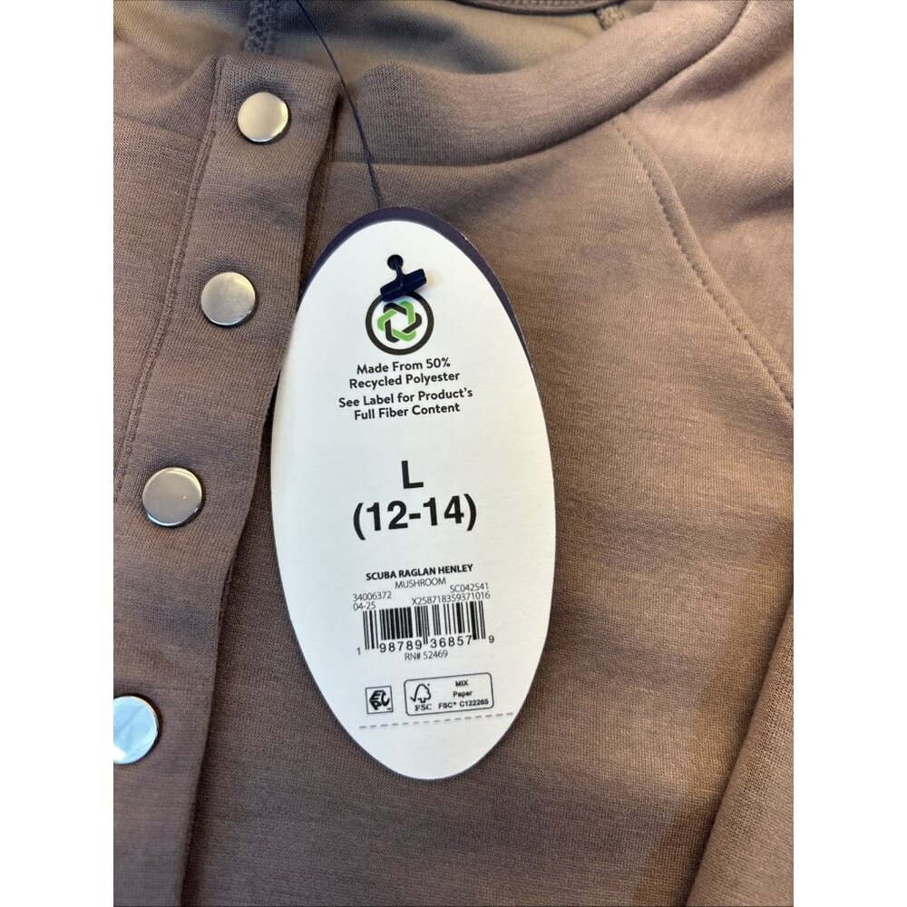 Scoop Ultimate Jersey Women’s SZ L Cocoa Brown 6 Button Long Sleeve Top New - Picture 3 of 8